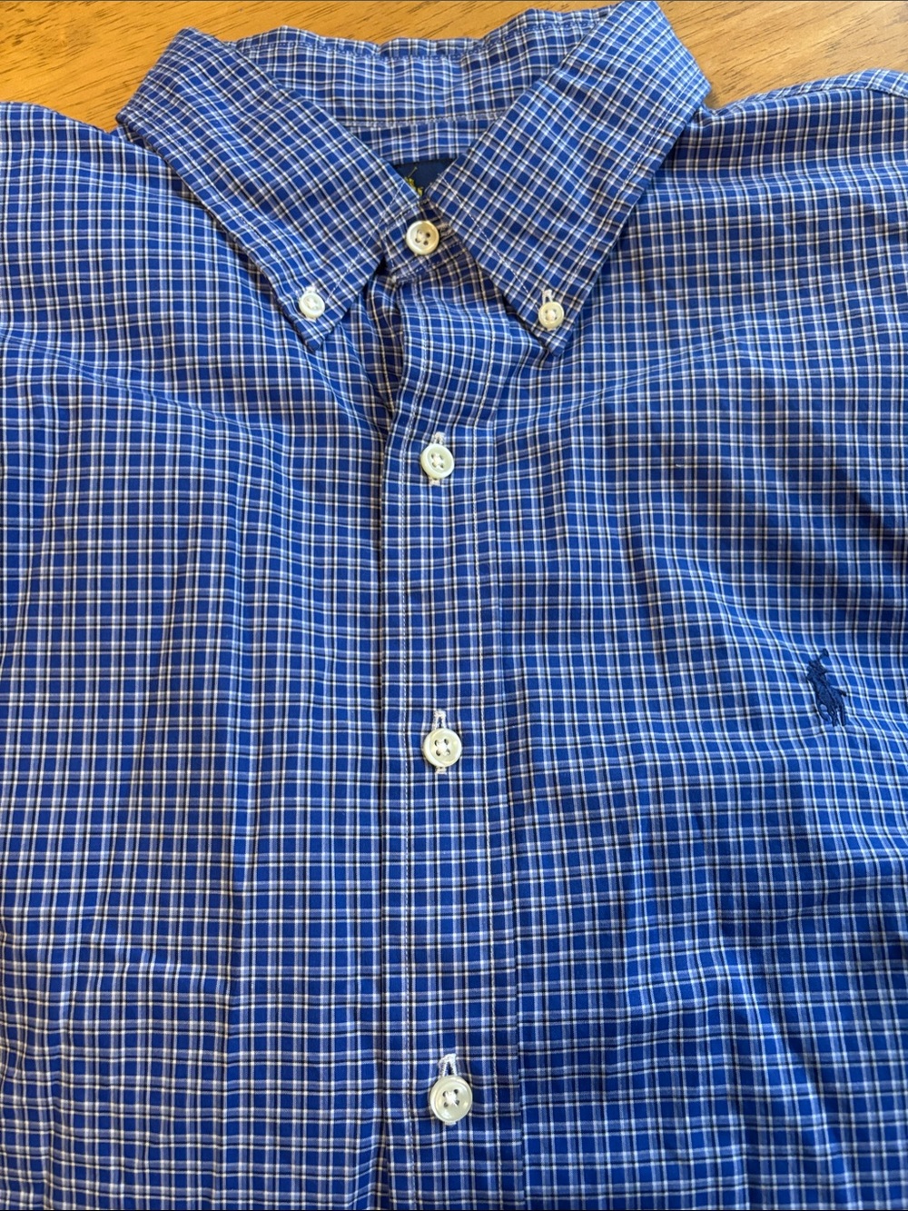 Ralph Lauren Navy and Light Blue Check Button-Down Shirt